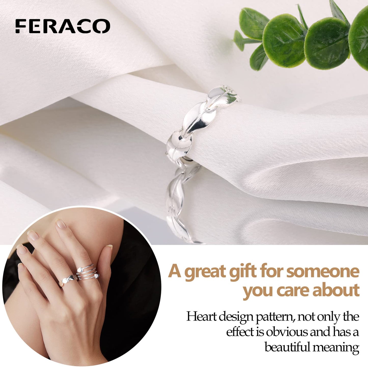 Feraco 2PCS Copper Rings for Women,99.99% Pure Cooper Magnetic Thumb Ring with Magnet,Lymphatic Jewelry Gifts for Womens