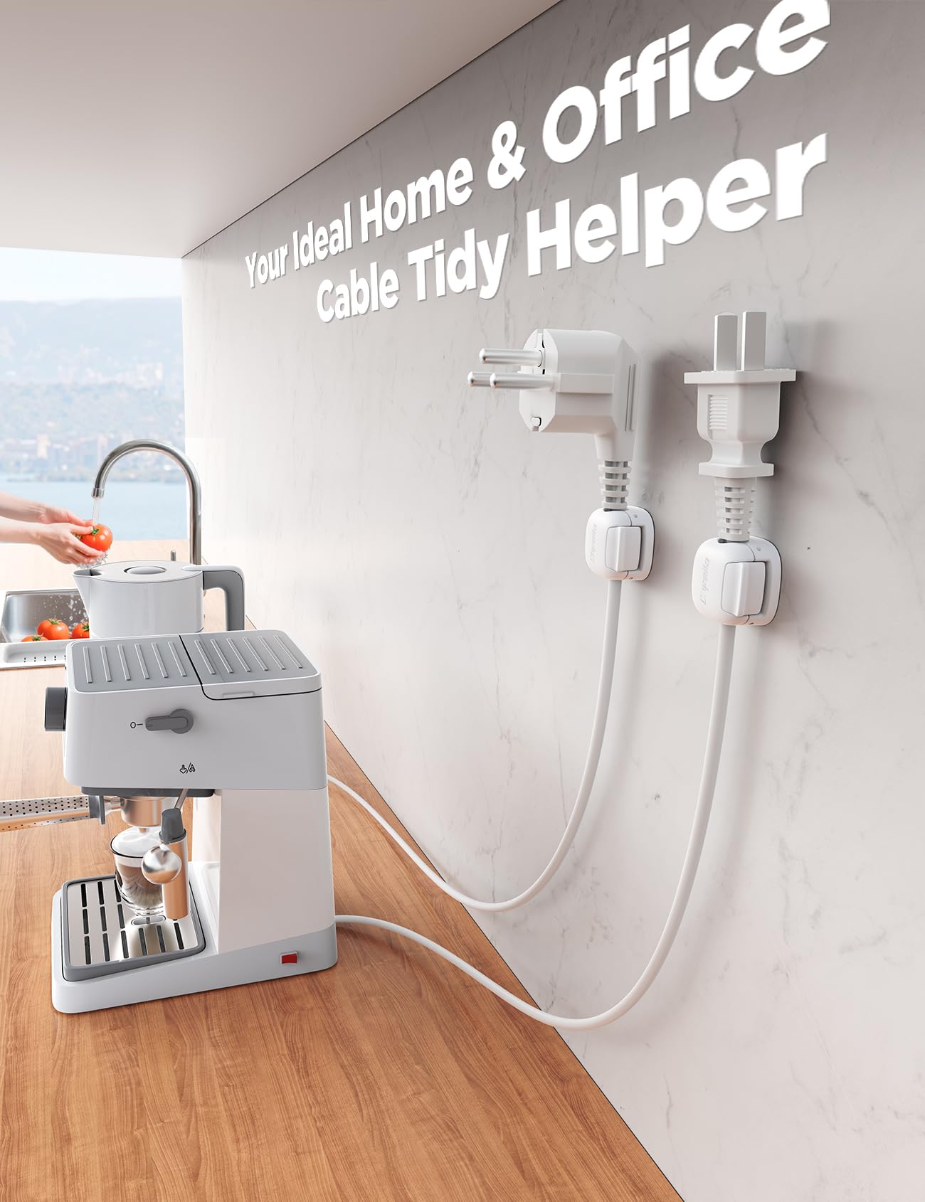 6Pack Cord Organizer, Chfeila Compact Dual Spring & Clasp Lock Cable Management Clips, Adhesive Phone Charger Keeper, Wire Holder for Nightstand/Wall/Car, Home Office Desk Accessories Decor Essentials