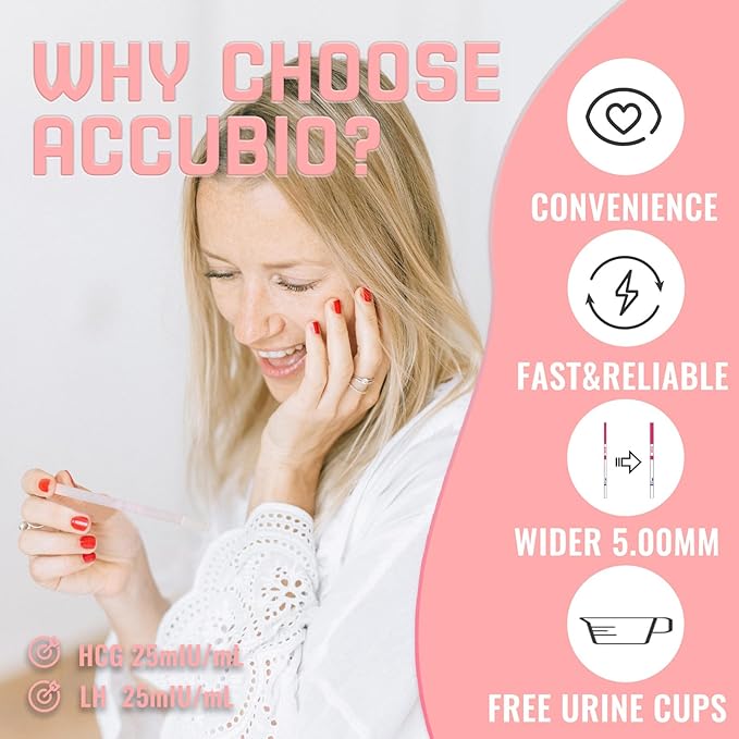 50 Ovulation and 20 Pregnancy Test Strips Combo Kit, Over 99% Accurate Fertility Test, 5mm LH and HCG Predictor Kit, with 70 Free Urine Cups