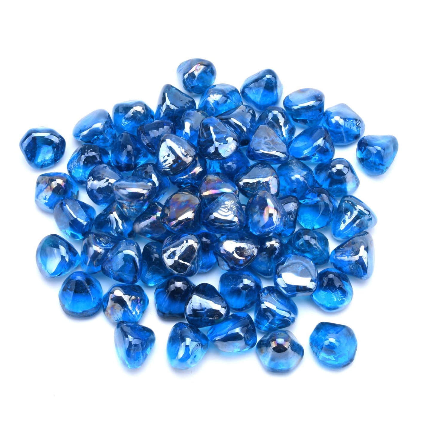GasSaf 10-Pound 1 inch Diamonds Fire Glass for Gas or Propane Fire Pit Fireplace & Landscaping (Caribbean Blue Luster)