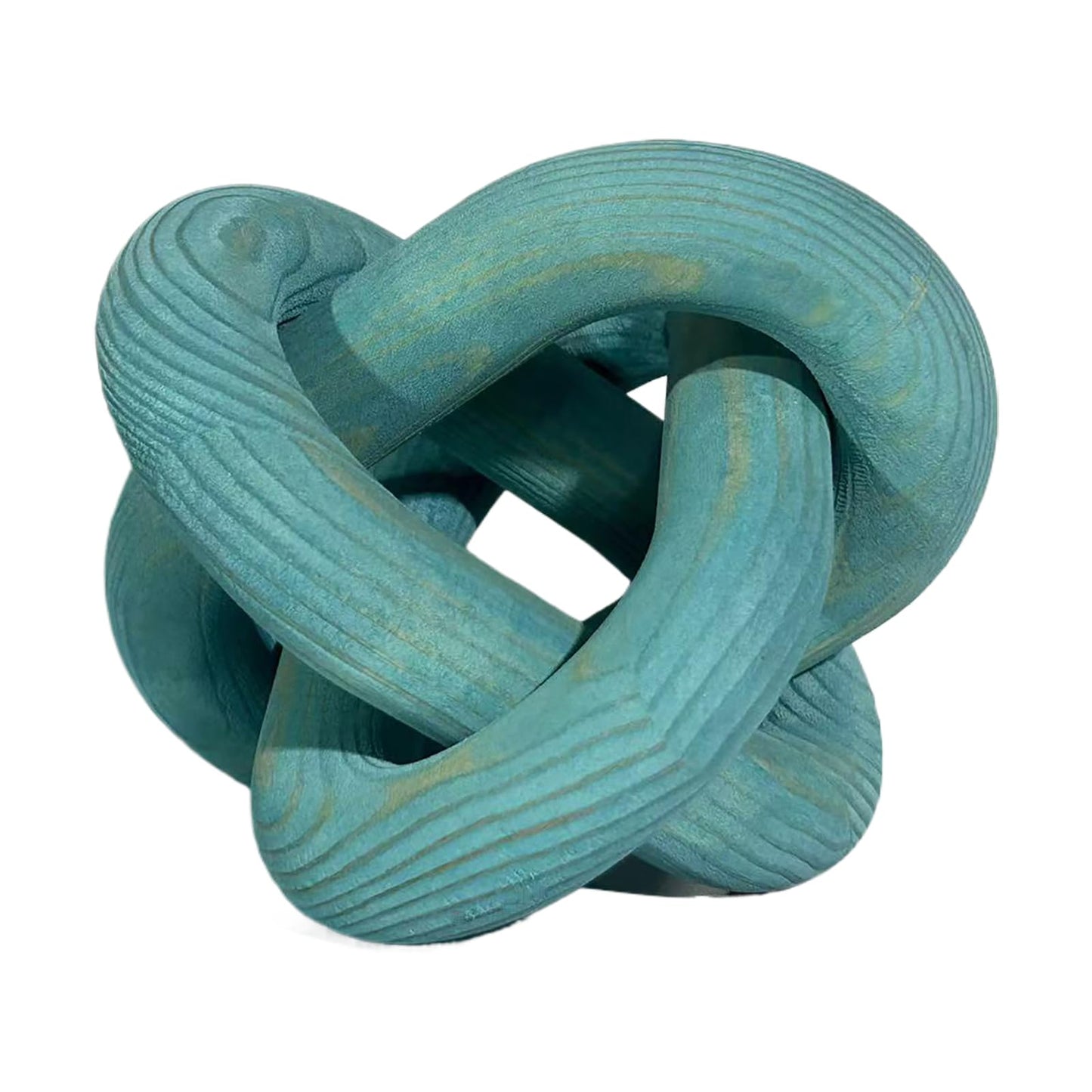 GUDAGUU Wood Knot Decor -Coffee Table Decor Shelf Decor Table Books Hand Carved Home Decoration Boho Country Rustic Modern Shabby Chic Style 3 Link Wooden Knot Chain Link Decor (Blue)