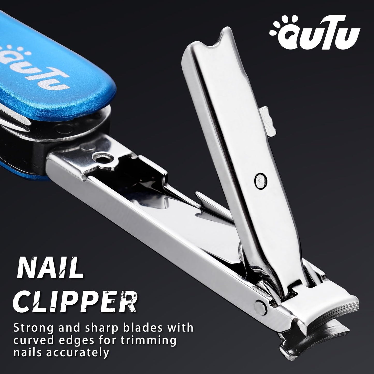 OUTU Keychain Nail Clippers Multitool, 7 in 1 EDC Utility Tool with Nail Clipper, Scissors, Manicure Sets Gifts for Him Men Husband Dad Boyfriend (Blue)