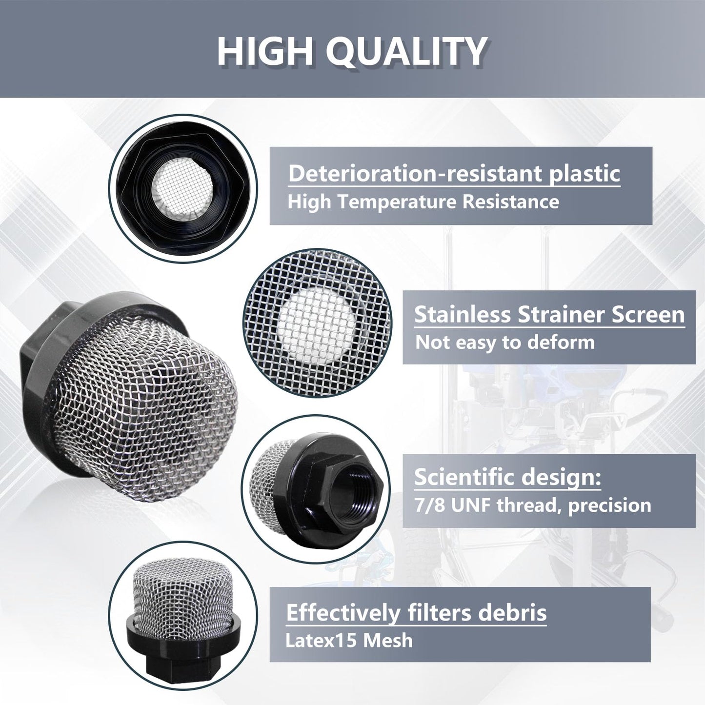 246385 Hose Inlet Strainer Filter Inlet Suction Strainer Mesh Filter for Graco 495 Ultra 395 390 Airless, for Wagner Spraytech Titan Paint Pumps (6 Packs)