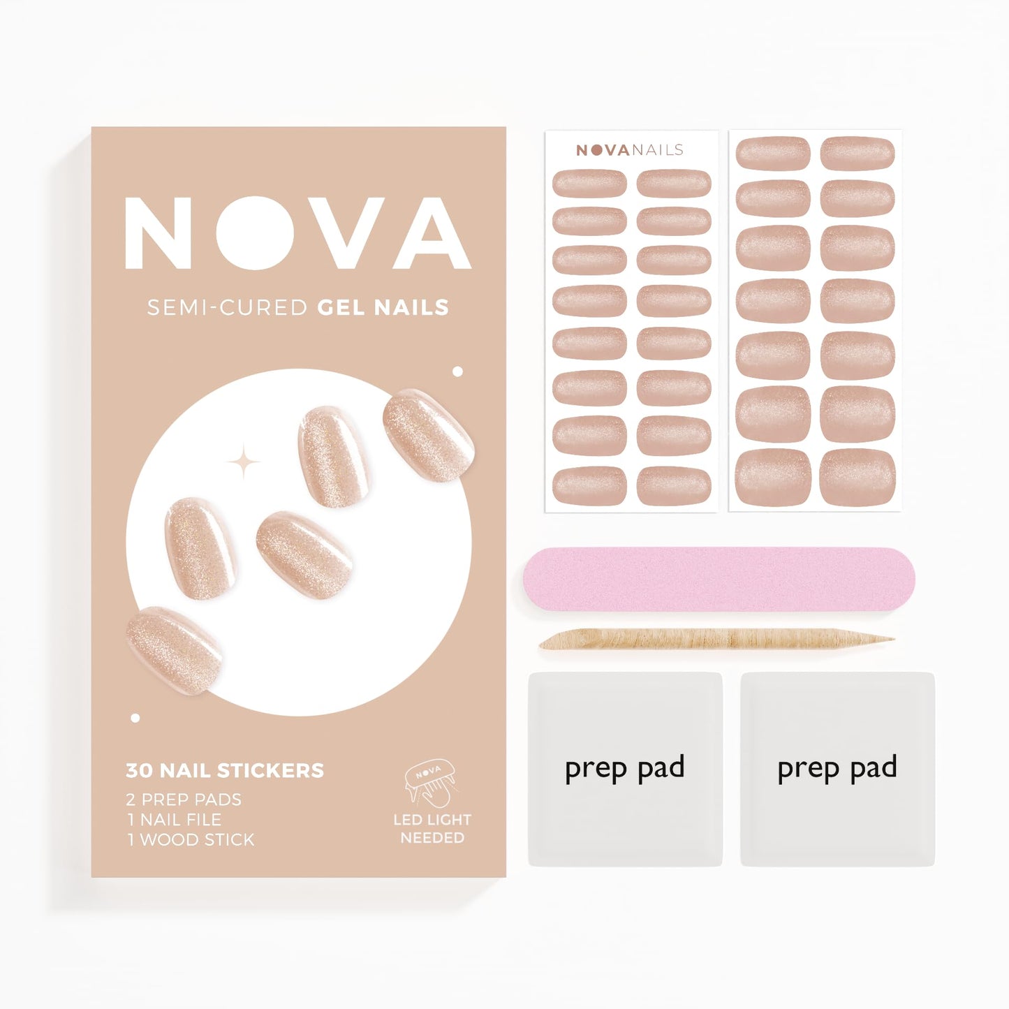 Nova Nails Semi Cured Gel Nail Strips (Cashmere)