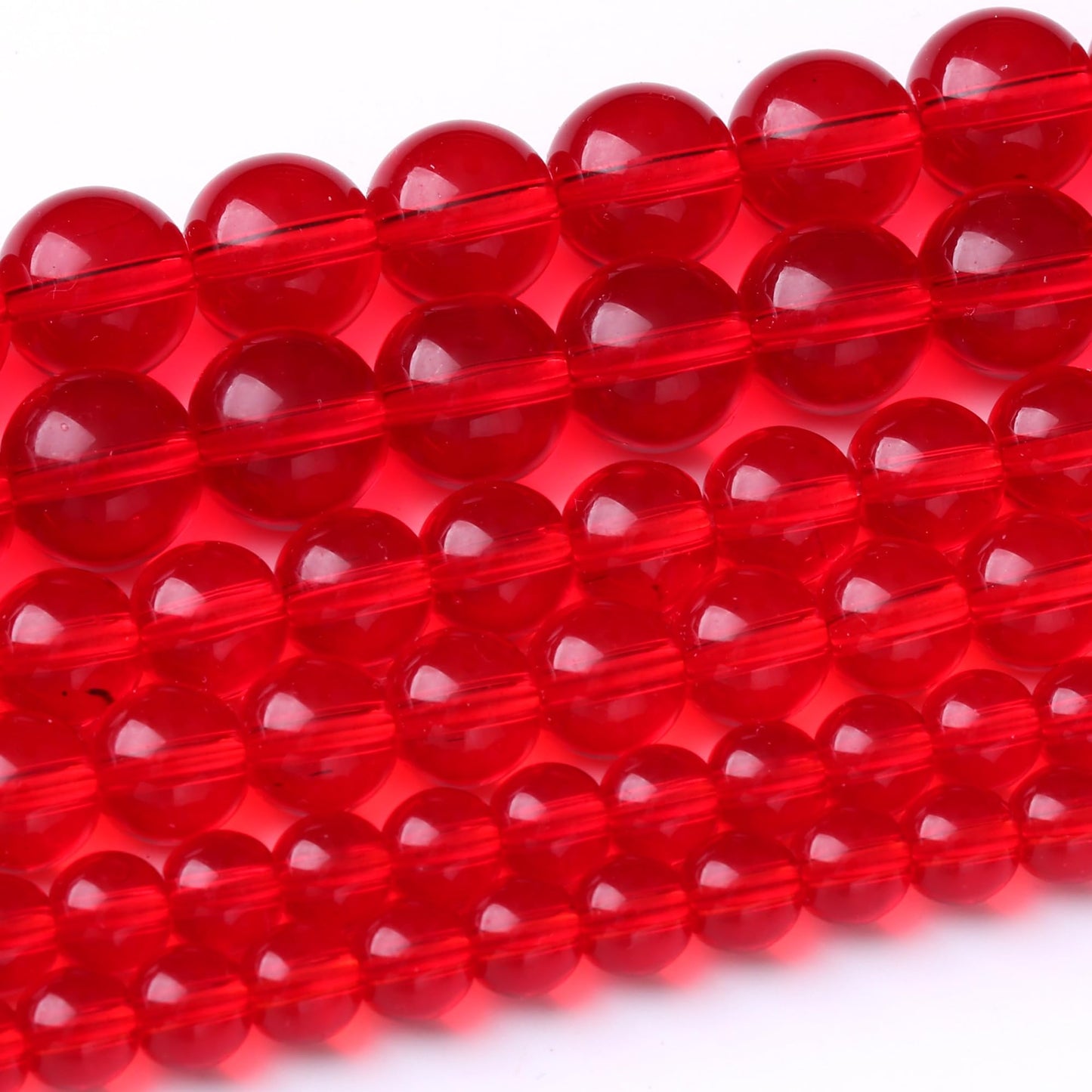 10MM Garnet Red Glass Round Loose Beads Natural Gem Beads Crystal Energy Stone Beads for Jewelry Making DIY Bracelet Necklace