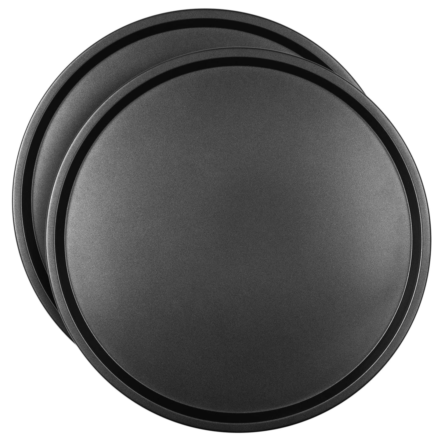 DecorRack 13 Inch Carbon Steel Pizza Pan, [Premium] Non-Stick Coating, Commercial Grade, Serving Tray, Heavy Duty Round Baking Tray for Oven Use (2 Pack)
