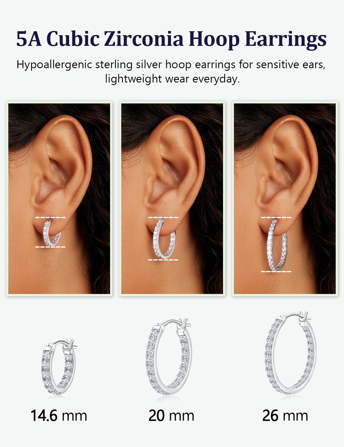RANDES 15mm Chunky Cubic Zirconia Hoop Earrings for Women Trendy 925 Sterling Silver Small Hoops 1.5 Cttw Lab Created Diamond Earrings