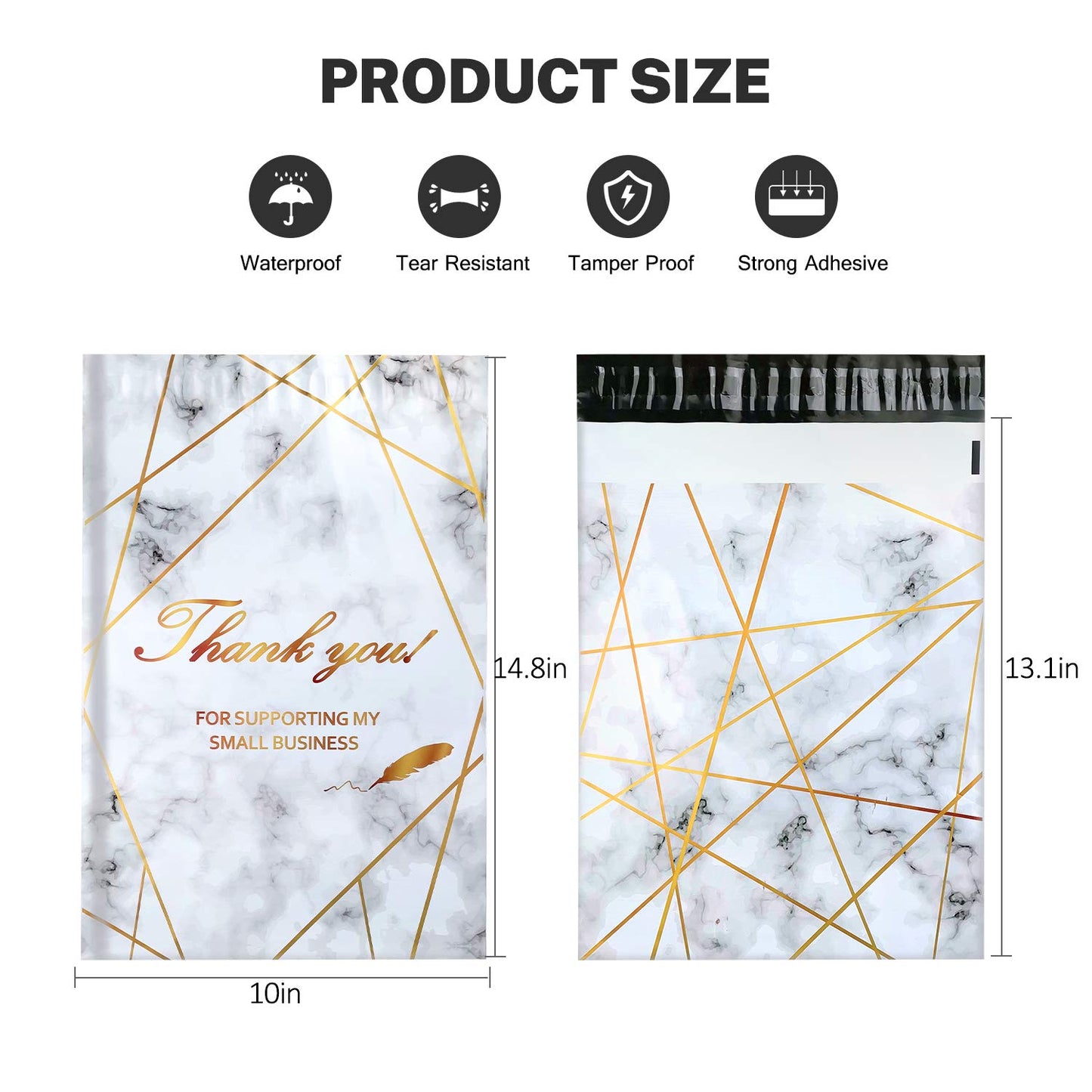 100 Pack Poly Mailers 10x13, Cute Packaging Envelope Mailers Polymailers Packaging for Small Business, Shipping Bags for Clothing Boutique Supplies with Self Seal Strip (Marble)