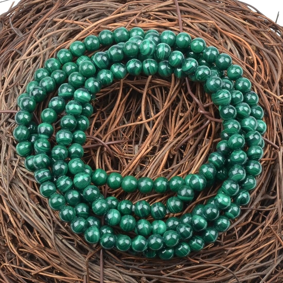 MASSIVE BEADS Malachite - Optimistic - Handmade Handmade Yoga Stretch Elastic Bracelet Natural Stone Crystal Healing Power Energy Gifts for Unisex Adult 4mm