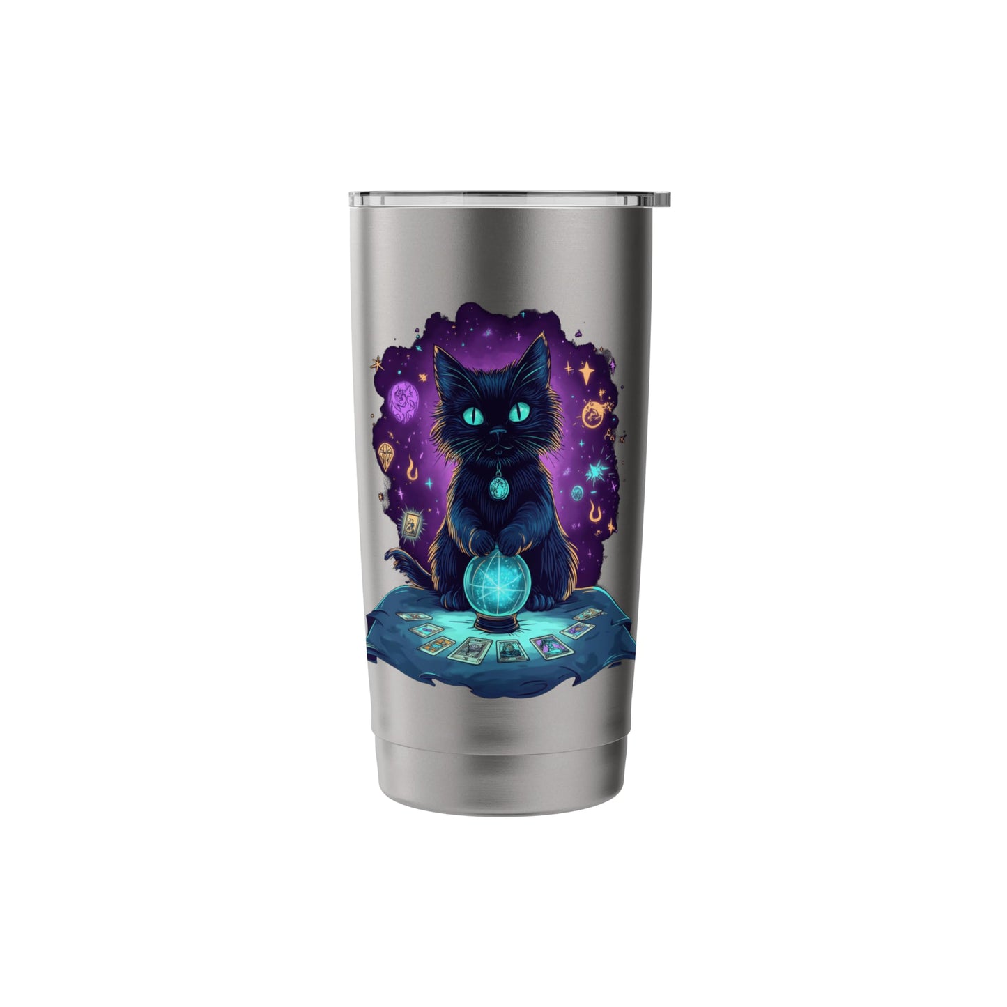 tarot card cat occult skeleton crystals aesthetic Stainless Steel Insulated Tumbler