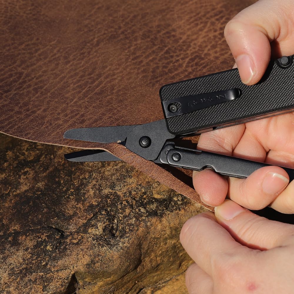 Roxon KS2E Noir Elite D2 Blade 13 in 1 Mini Multi Tool function pocket knife with big scissor, G10 handle and Pocket clip, good for Camping/Backpacking/Emergencies/EDC Multitool (D2 Steel Blade)