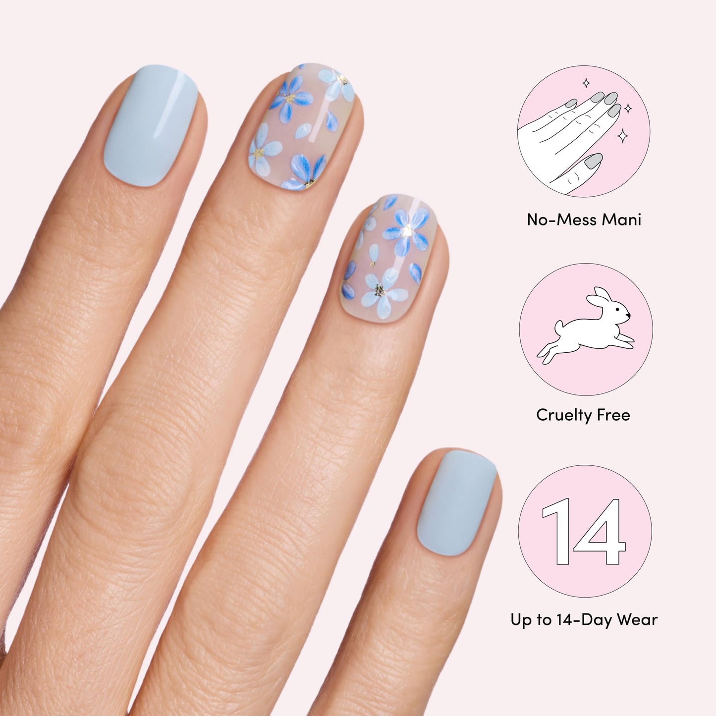 Dashing Diva Gloss Nail Strips Bundle - The Blue Blossom Collection - June Bloom & Flor Azul - UV Free, Chip Resistant, Long Lasting Gel Stickers - Contains 2 Sets