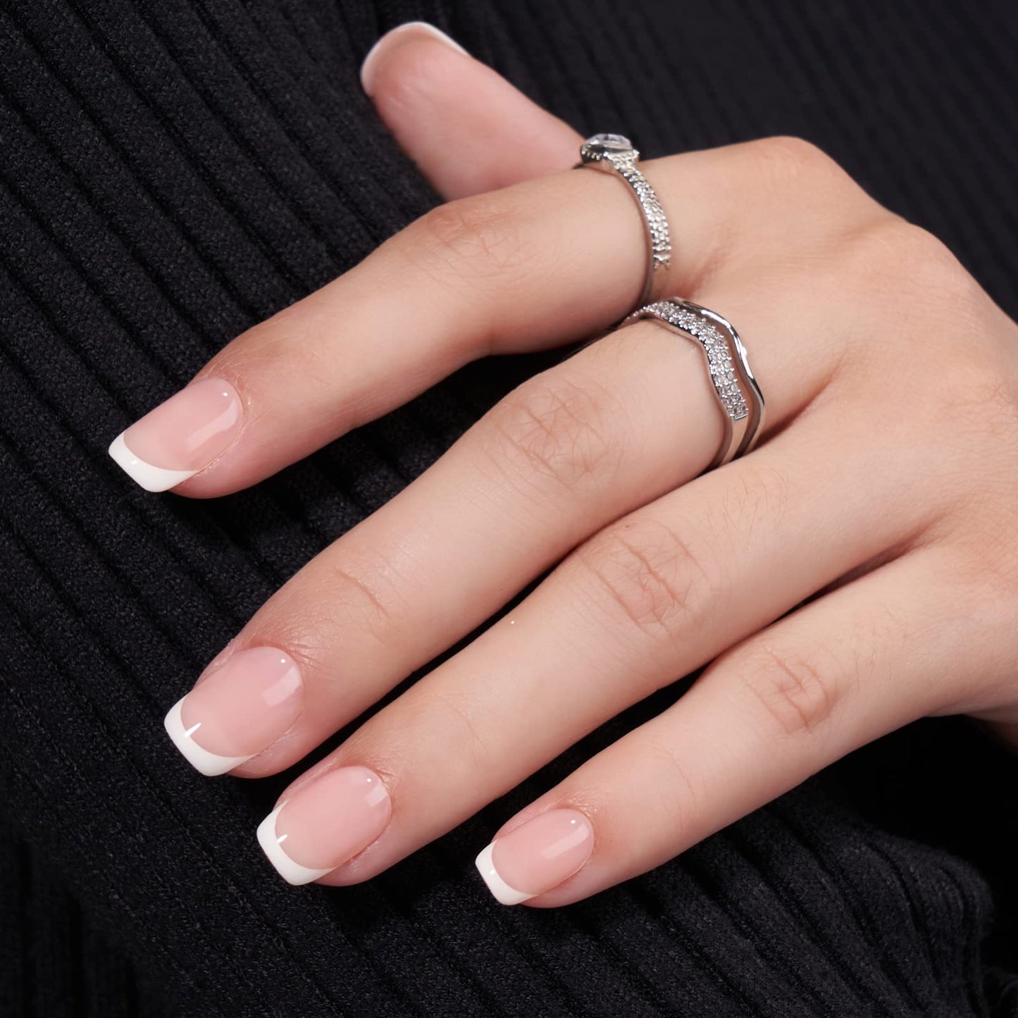BTArtbox French TIp Press on Nails Toenails Short - Timeless Grace & Classic White