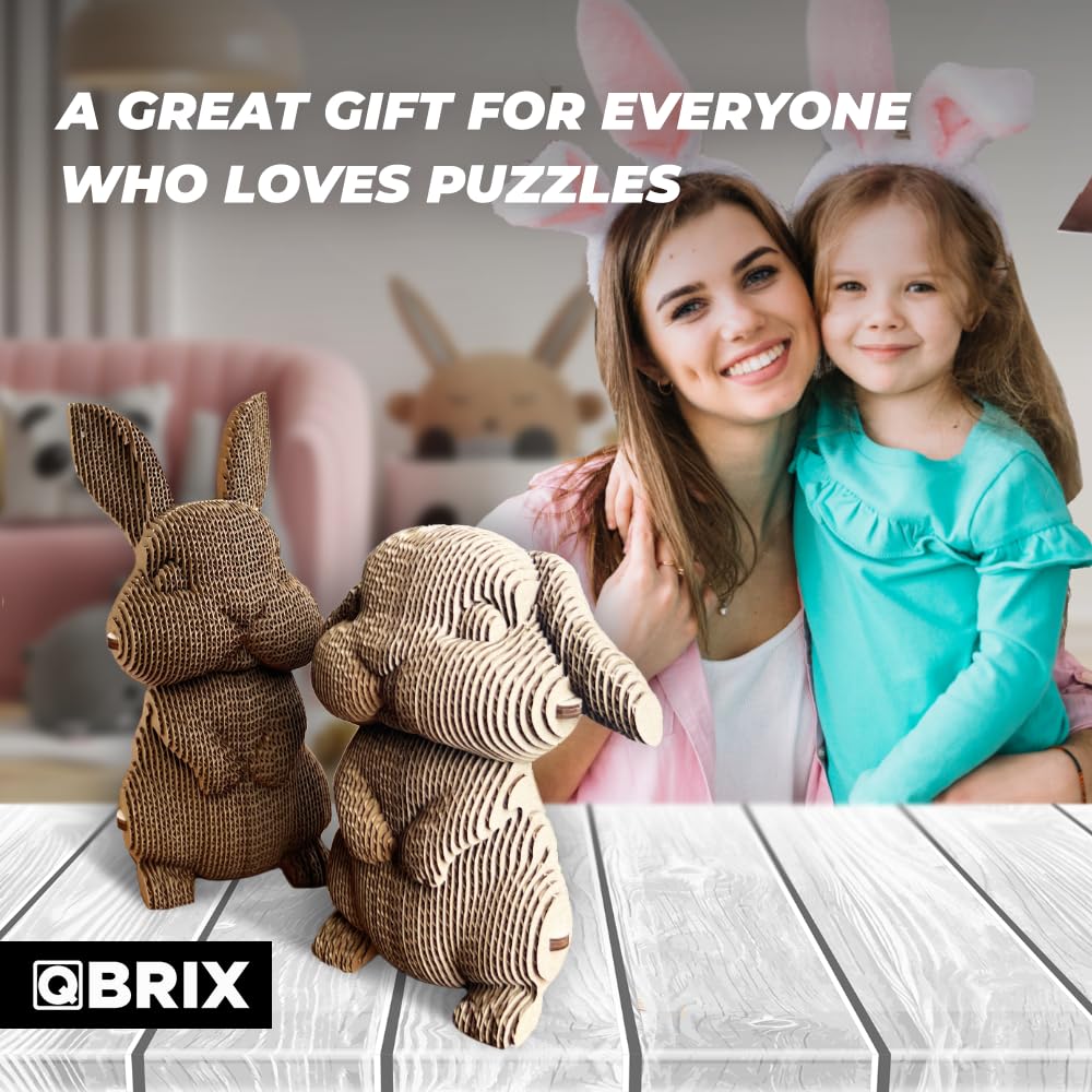 QBRIX Big-Eared Couple 3D Puzzles for Adults, 3D Model Kit for Teens, DIY Crafts for Home Decor, Original Gift for Boys&Girls 14+, Cardboard Model Building Kit