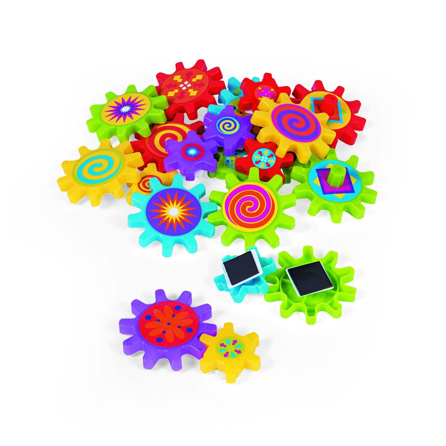 Fun Express Magnetic Gear Building Toys 22 Pieces - Educational STEM Learning Toys for Kids Ages 4-8 | Spinning Gears for Refrigerator Magnets & Whiteboard | Multicolor Engineering Science Kit Set