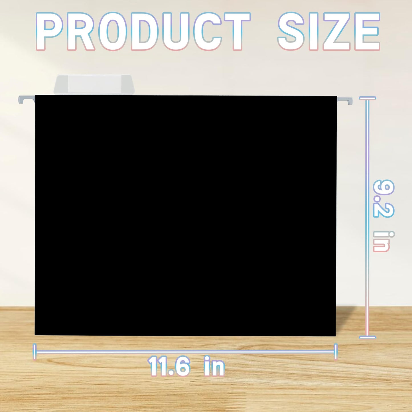 25 Packs Hanging File Folders,Black Letter Size File Folder,Designed for Bulky Files,Filing Cabinet,1/5 Adjustable Tabs for Office,School,Home