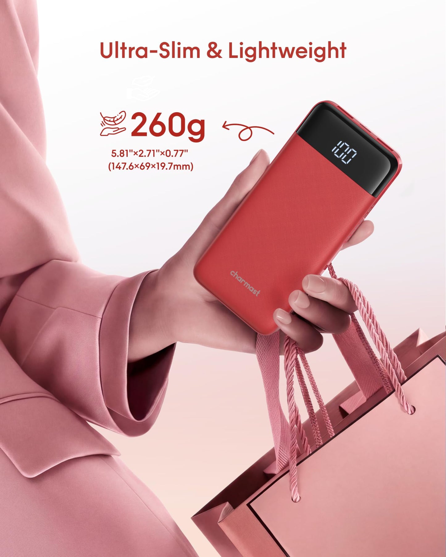 charmast 10000mAh Portable Charger with Built-in Cables, 6 Outputs & 3 Inputs Power Bank, Compact Travel Essential Battery Pack for iPhone 16/15, Samsung S25/S24, Google Pixel, iPad, AirPods & More