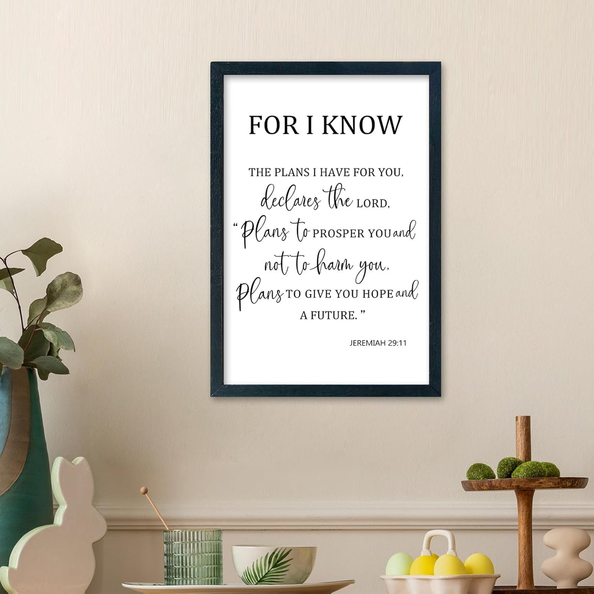 LuZhiQiang Jeremiah 29 11 Wall Art 16"×11" For I Know The Plans I Have for You Sign Wood Framed Wall Decor Hanging (Black)
