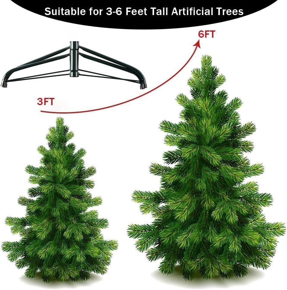 SOMITO Artificial Christmas Tree Stand, Folding Christmas Tree Base for 3 Ft to 6 Ft Xmas Trees, Xmas Tree Holder Metal Christmas Tree Stand Fits 0.5-1.25 Inch Tree Pole, Universal Tree Stand, Green