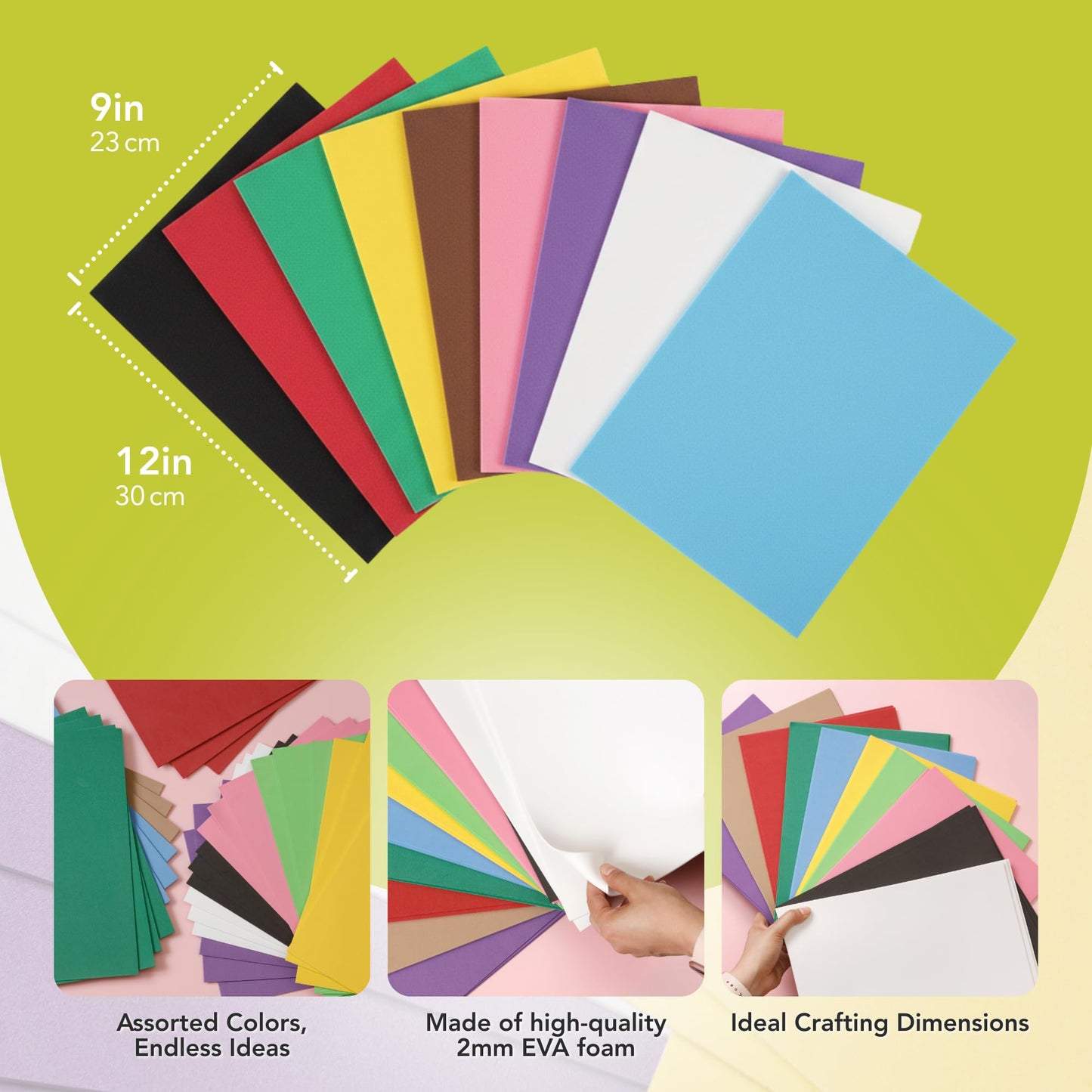 Incraftables Craft Foam Sheets - 9 x 12 Inch - 30 Sheets – EVA Foam 2mm Thick – Assorted Colors