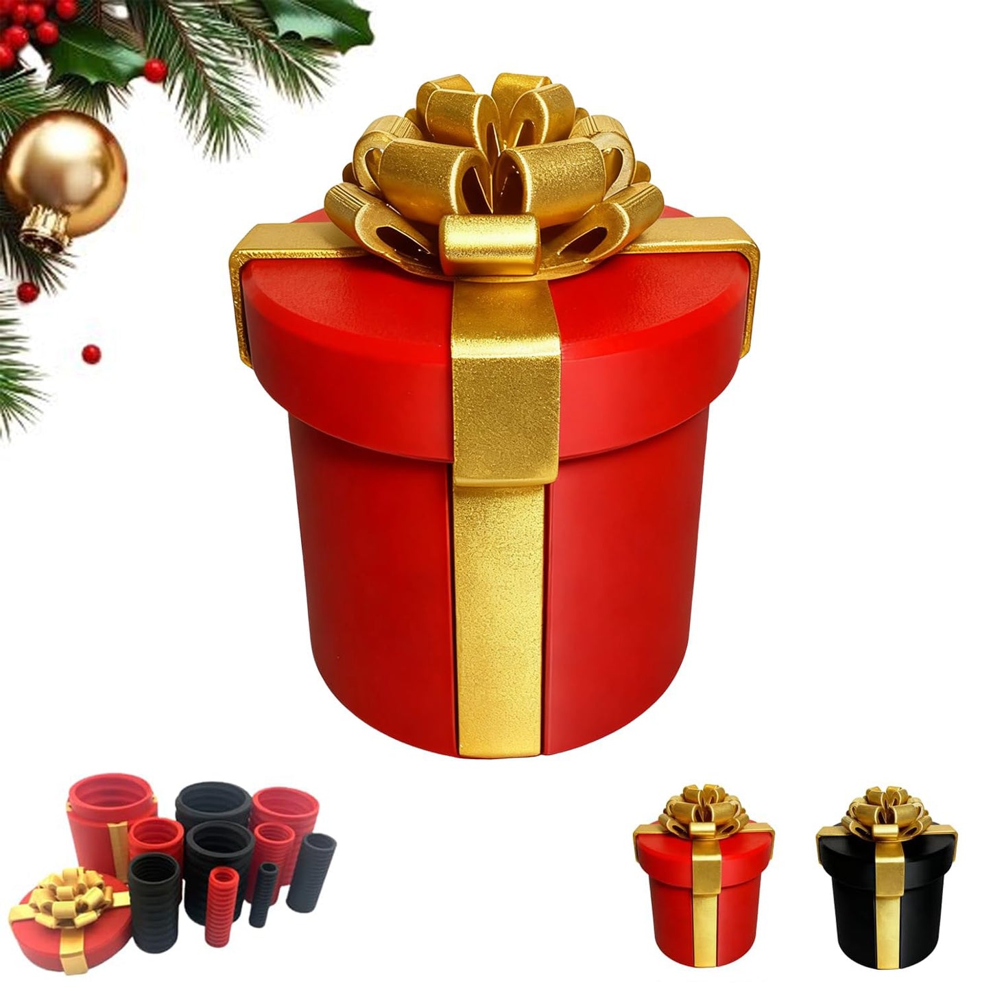 UKM Annoying Nested Screw Gift Box - Reusable Funny Prank Gift Box for Christmas, White Elephant & Birthdays - for Notes and Small Keepsakes (Red)