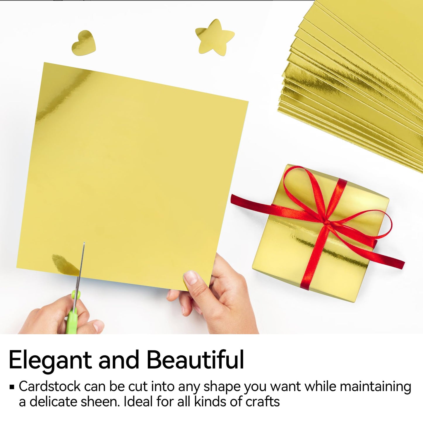 30 Sheets Metallic Gold Cardstock Paper - A4 Size (250gsm), Mirror Finish Gold Foil Board for Crafting, Invitations, and Decorations - Die Cut and Plotter Compatible