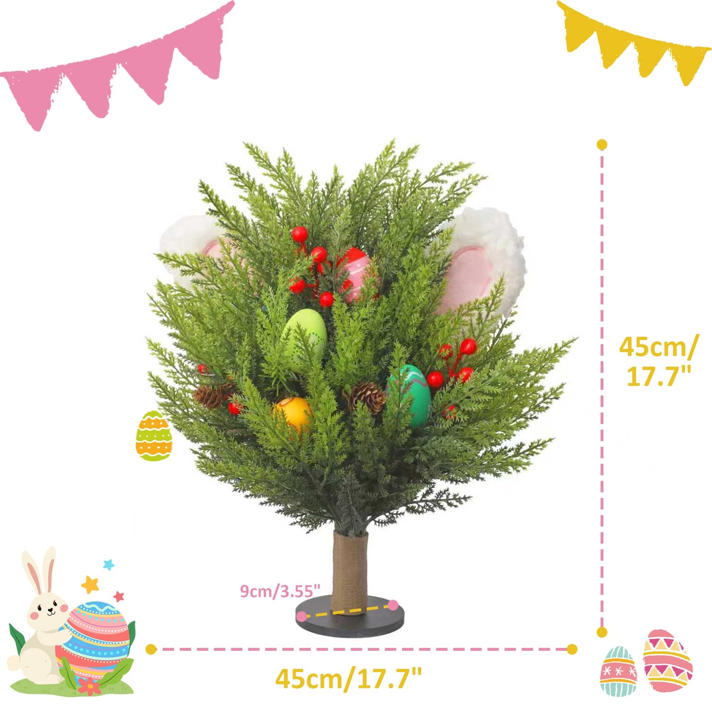 Allesgute Easter Decorations,1Pcs Artificial Easter Egg Flower Table Ornaments, Eggs Berry Picks with Bunny Ears, Easter Decorations for homeDecor, DIY, Weddings, Spring Celebrations