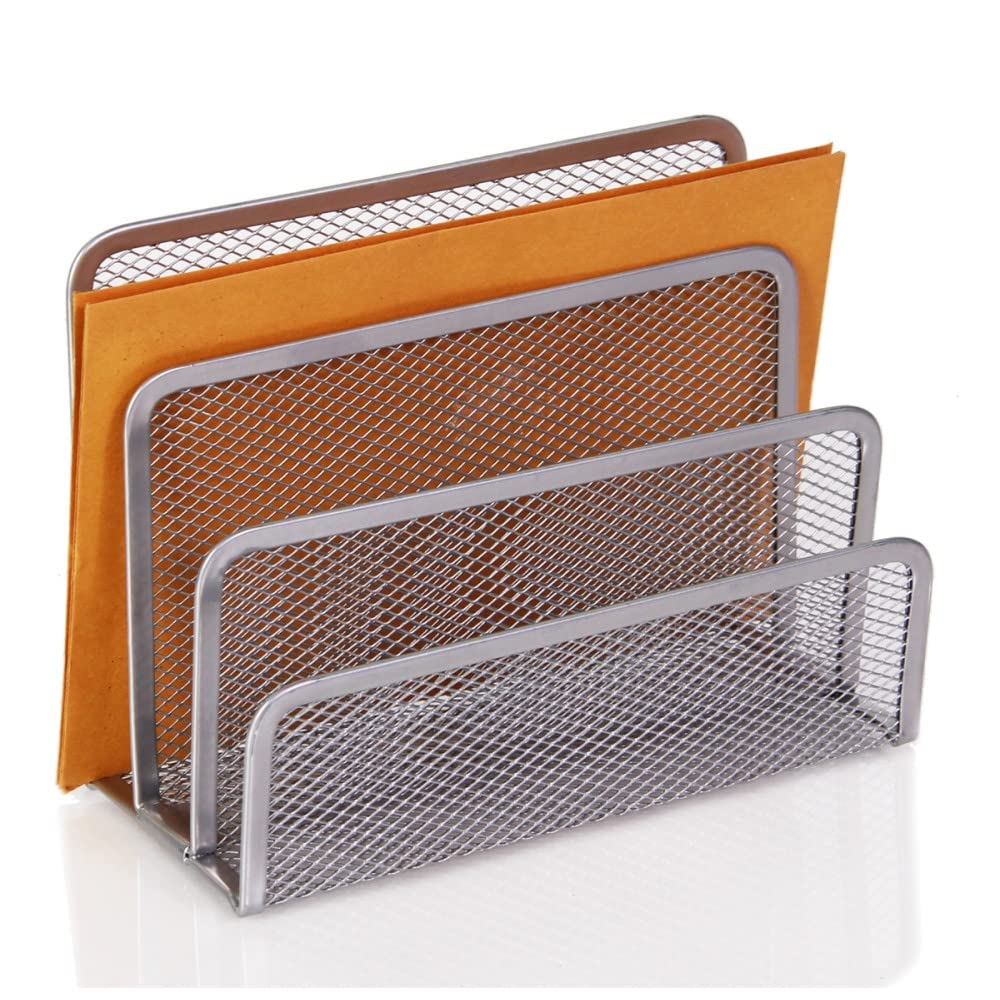 YBM HOME Desk Mail Organizer for Office, 3-Slot Mesh Letter Sorter/Holder Black 2250