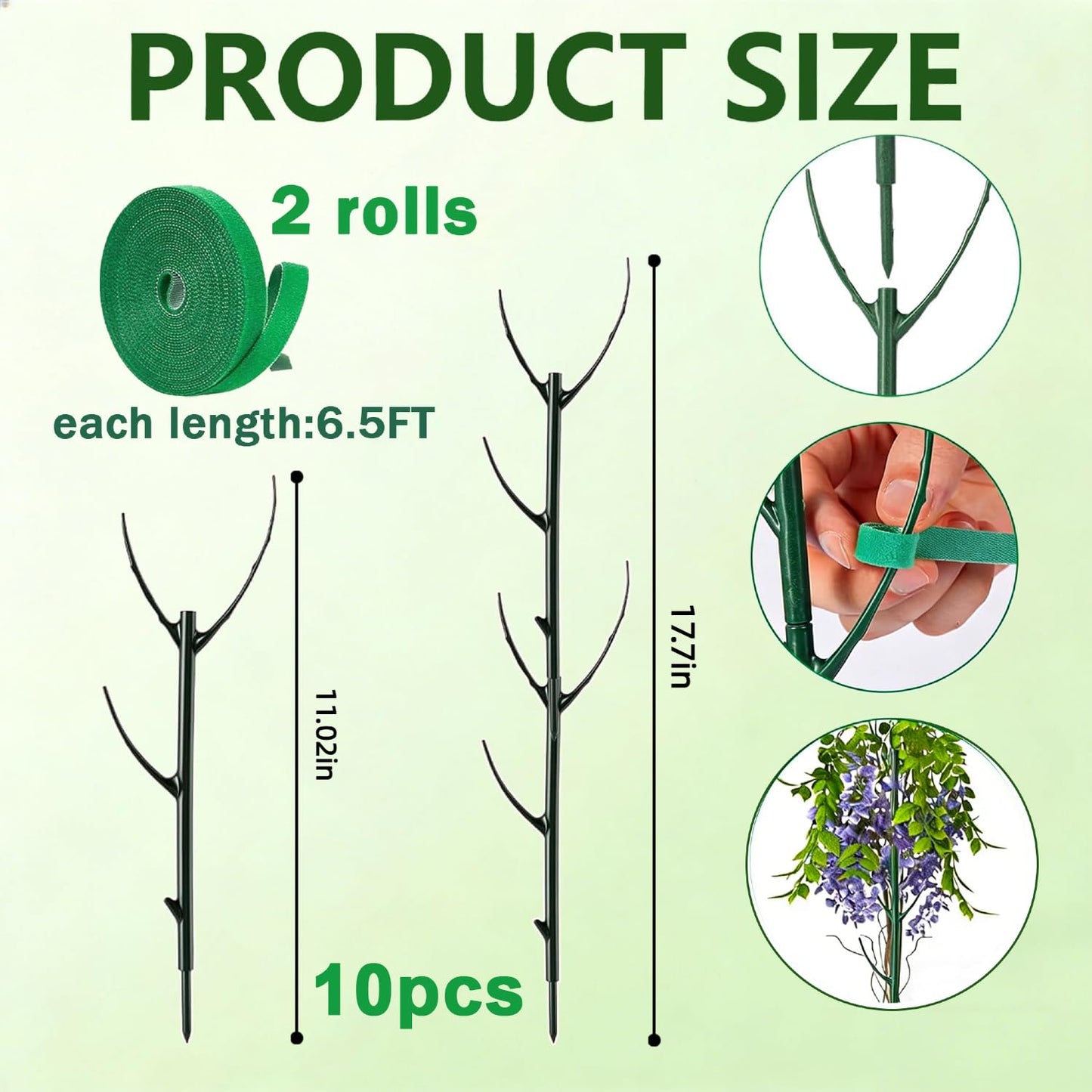 10 Pack Stackable Monstera Plant Support Stakes for Indoor & Outdoor Plants,Plant Support Structures for Climbing and Potted Plants,Plant Sticks for Vine Training & Stem Stabilization