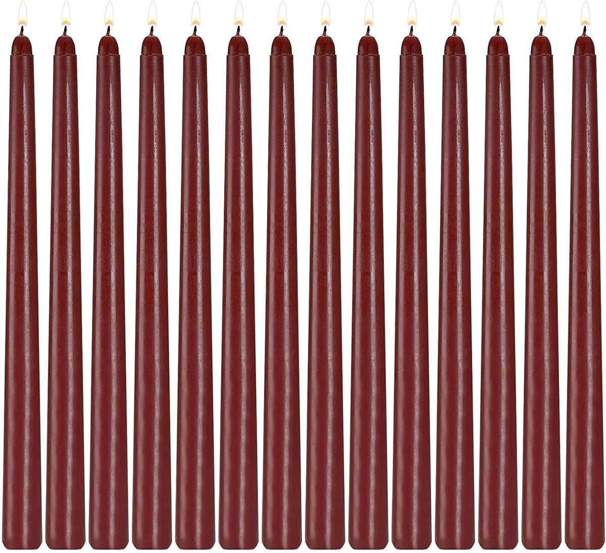 14 Pack Dark Red Taper Candles 12 Inch Tall 3/4 Inch Thick Burn 10 Hours (Burgundy)