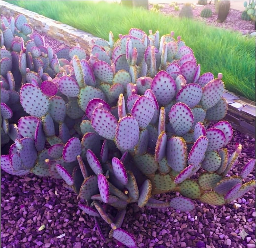 Purple Prickly Pear Cactus Live Plant in 3 Inch Potted | Hardy Desert Cactus for Indoor Display, Outdoor Gardens, Xeriscaping, Borders & Containers
