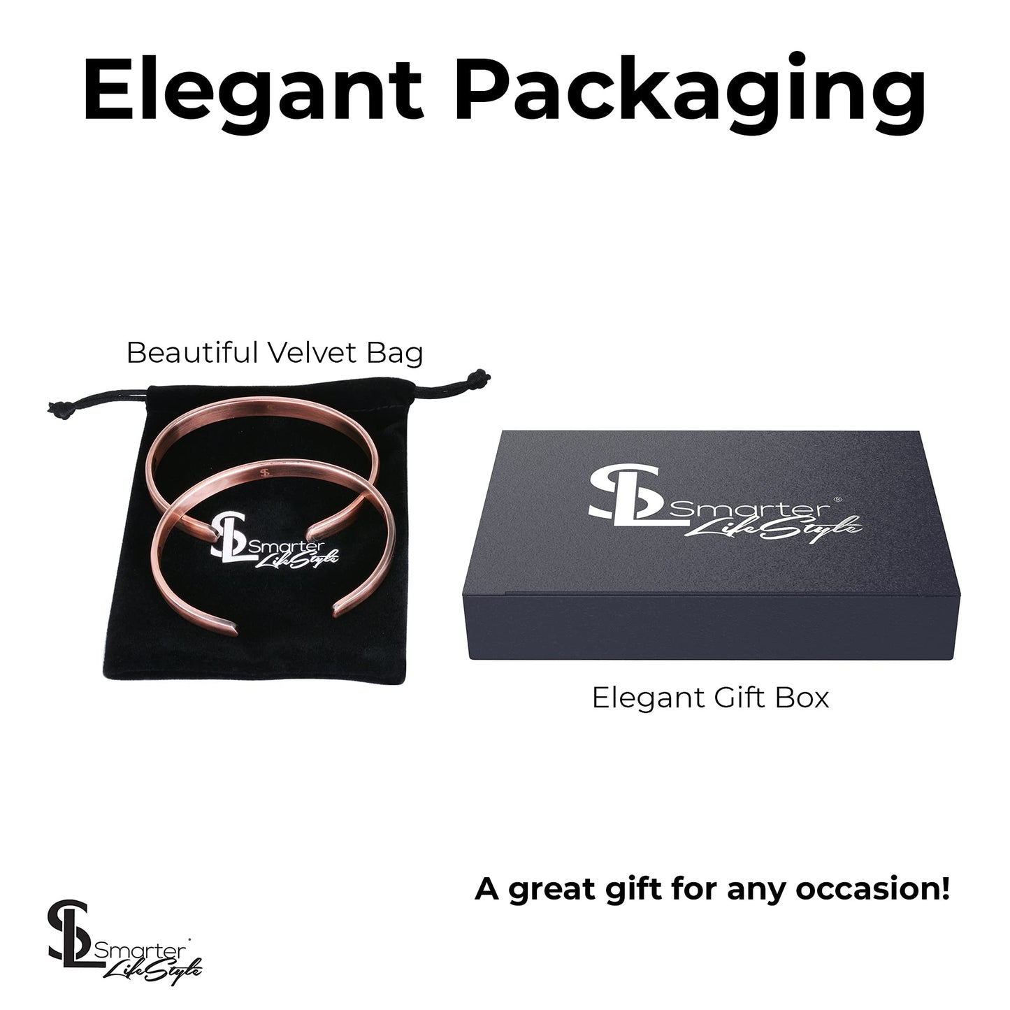 Smarter LifeStyle Elegant Copper Magnetic Bracelets (2 Pack) for Women and Men, Copper Jewelry