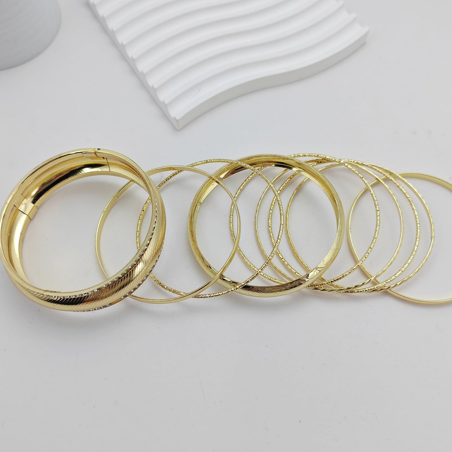 FUNOJOY Bangle Bracelets for Women,14K Gold Plated Boho Indian Multi Stackable Bangles For Women Jewelry Gifts
