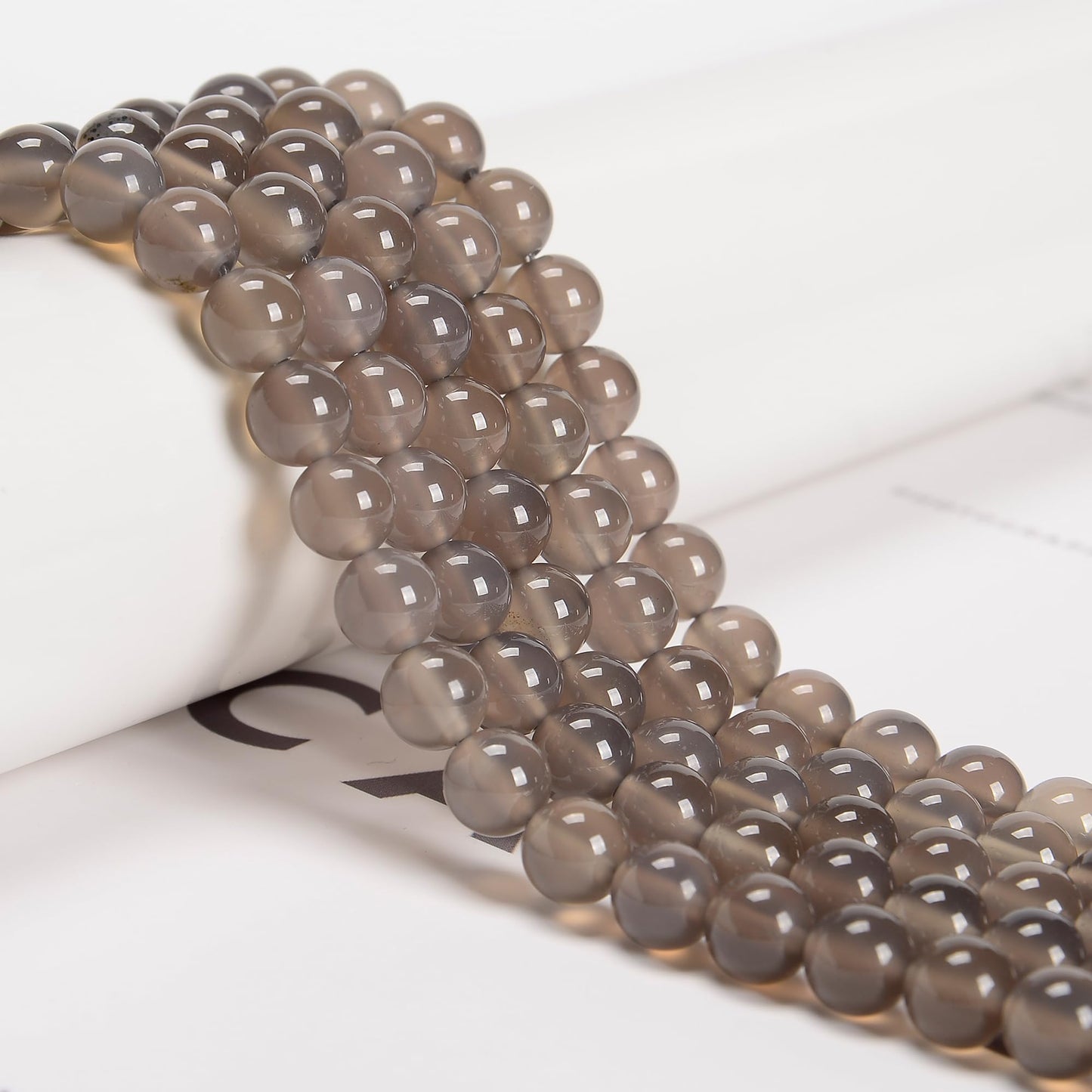 65Pcs 6mm Grey Agate Natural Round Loose Real Stone Beads Gemstone Genuine for DIY Hand Made Craft Jewelry Bracelet Earring Necklace String Making Energy Healing Power