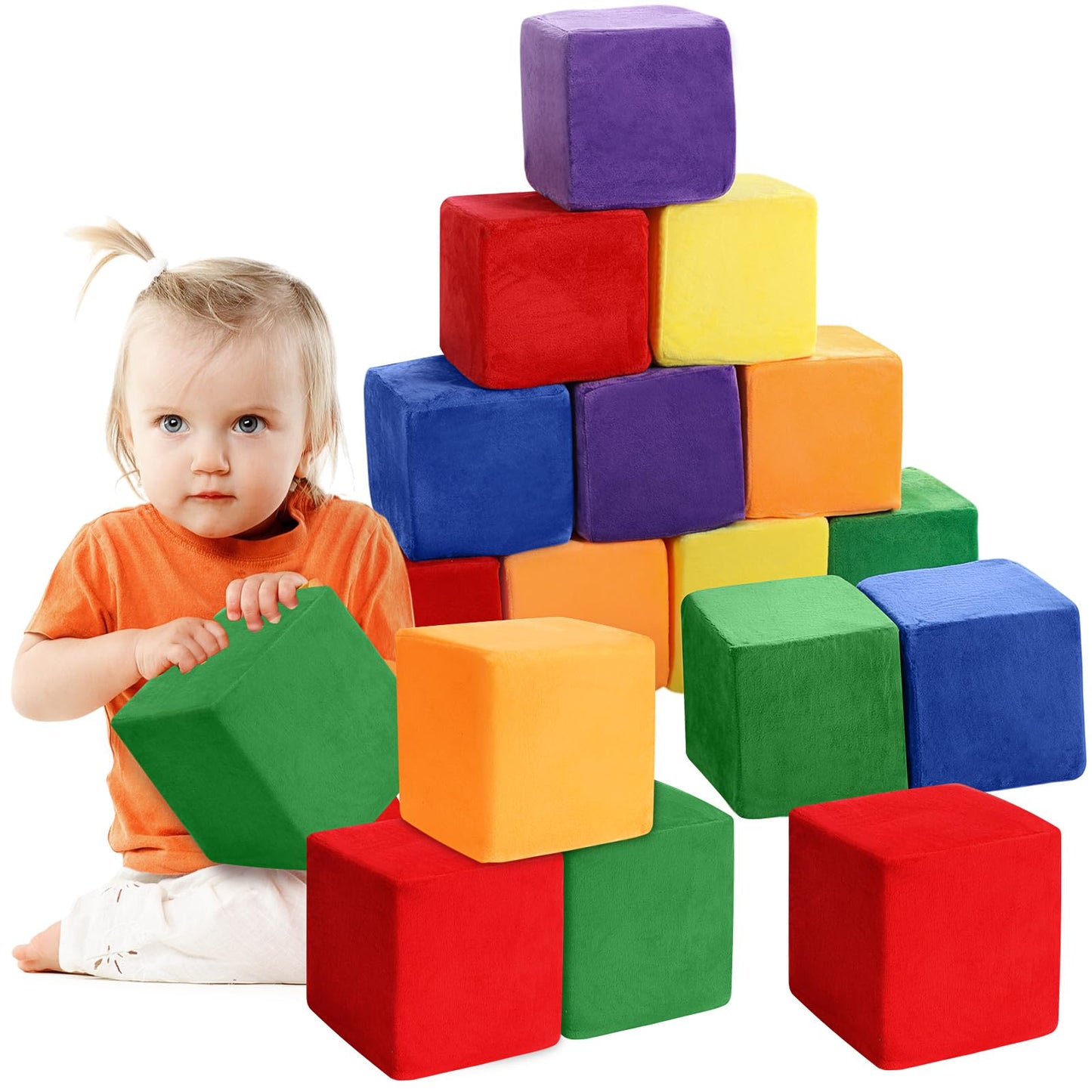 Vercraft 12 Pieces Foam Building Blocks Plush Colorful Foam Stacking Building Blocks Soft Giant Fun Throwing Toys for Birthday Learning Gift