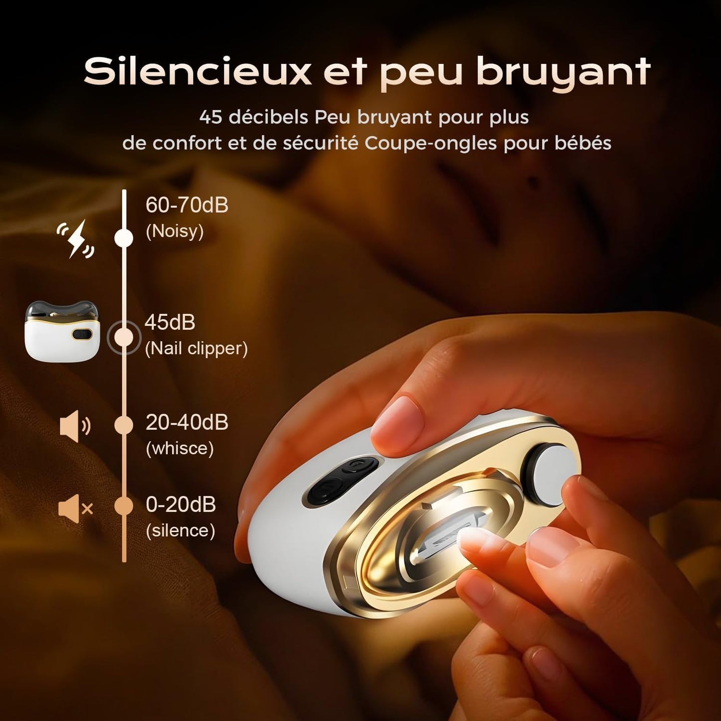 Electric Nail Clippers, Electric Polishing Automatic Nail Clippers, Multifunctional Nail Trimmer with 2 Adjustable Speeds for Seniors, Kids, Adults(White)