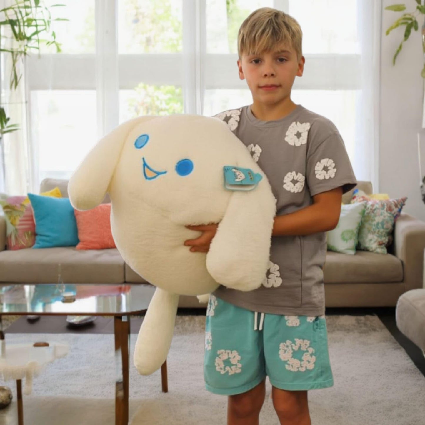 WORLD OF PLUSH 29 Inch Giant White Rabbit Plush – 3.6 lb Oversized Squishy Stuffed Animal Pillow, One of The Largest Bunny Plush Toys for Bed & Dorm, Cute Kawaii Room Decor Gift