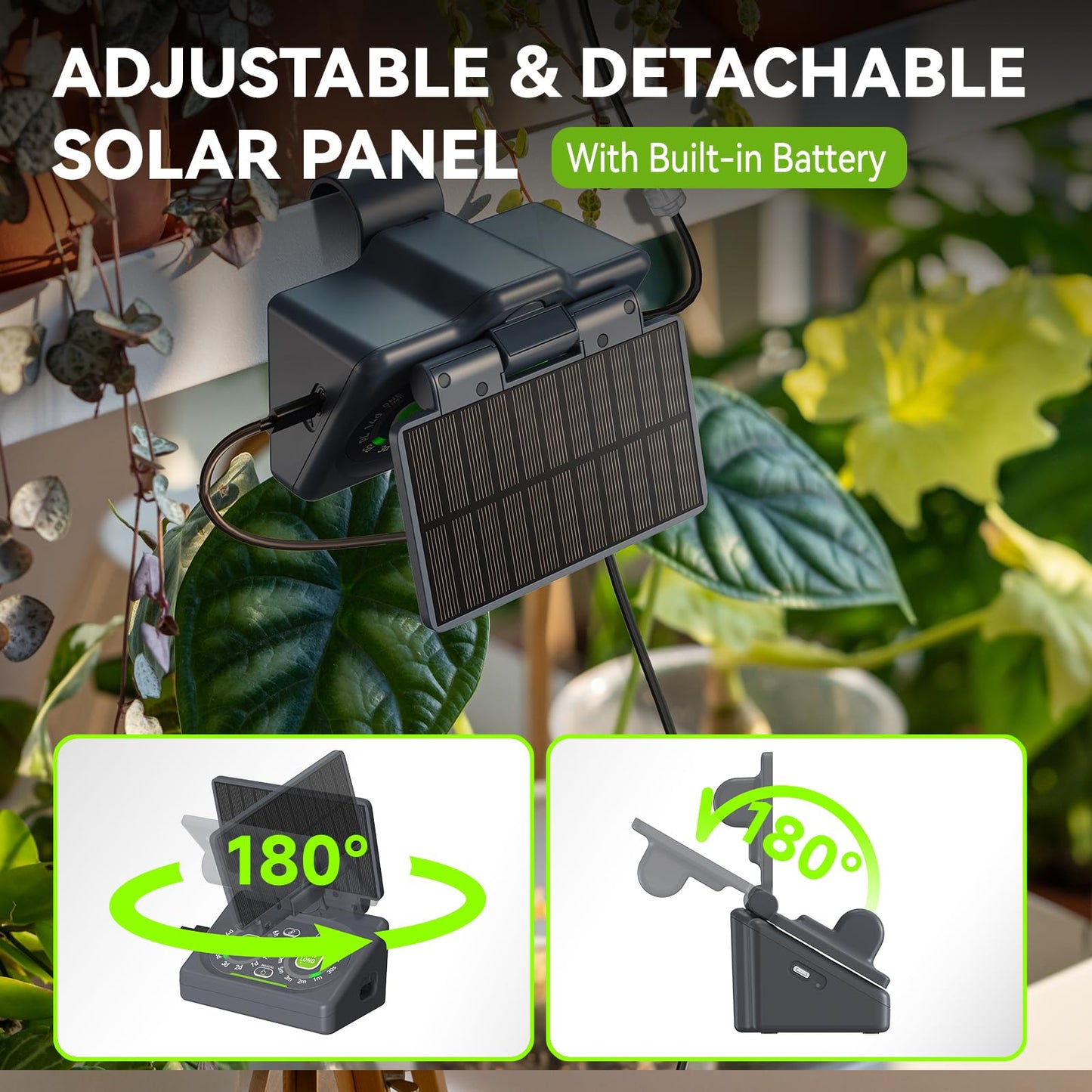 RAINPOINT Smart Drip Irrigation System for Houseplants,WiFi/App Control and Local Control, Dual Powered,Tap Free, Solar auto Watering for Indoor Balcony Grow Tent Water 10-15 Plants