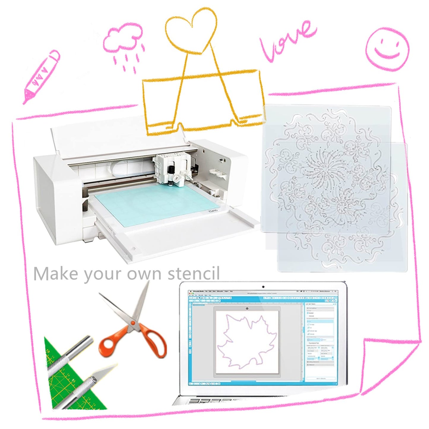 BANLTRE 32 Pieces 6 mil Transparency Blank Template Material Stencils Mylar for Cutting Paper Clear Sheet 12 × 12 inch (32-6 mil)