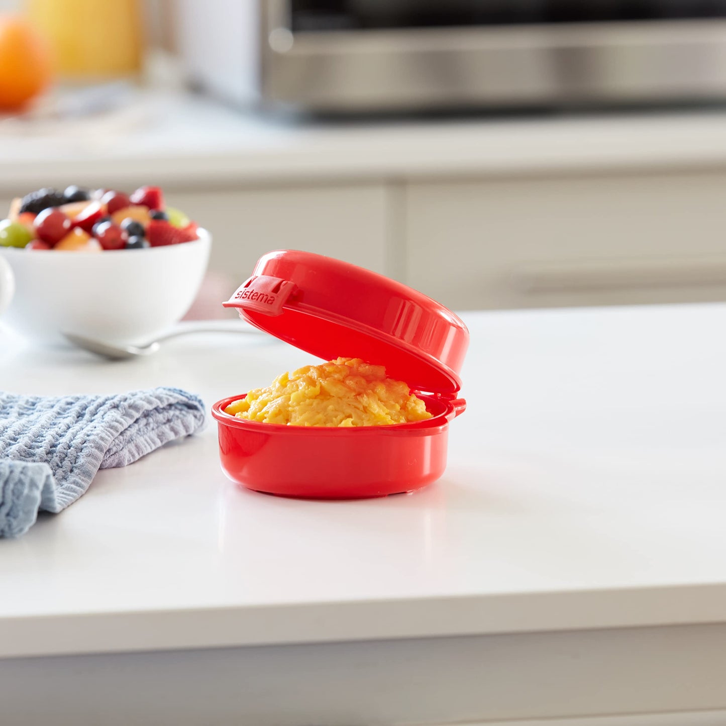Sistema Easy Eggs Microwave Egg Cooker 270 ml Egg Poacher with Steam Release Vent BPA-Free Red 1 Count