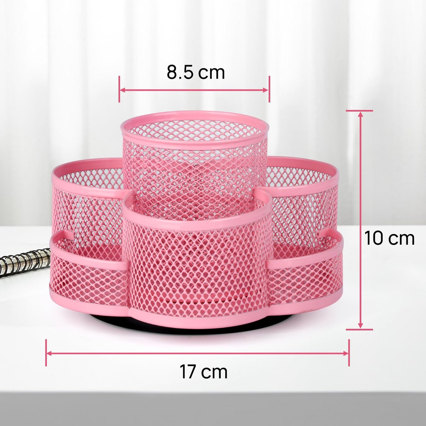Topwey Pink Pen Holder for Desk, Rotating Pencil Holder, Cup Holder for Desk Office, Pen Organizer