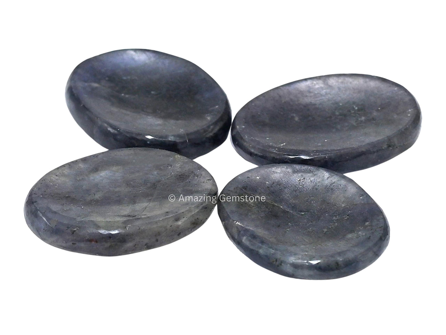 Amazing Gemstone Iolite Worry Stone, Healing Crystals - Piedra Crystal Fidget for Gift, Meditation, Calming, Relaxation, Stress Relief