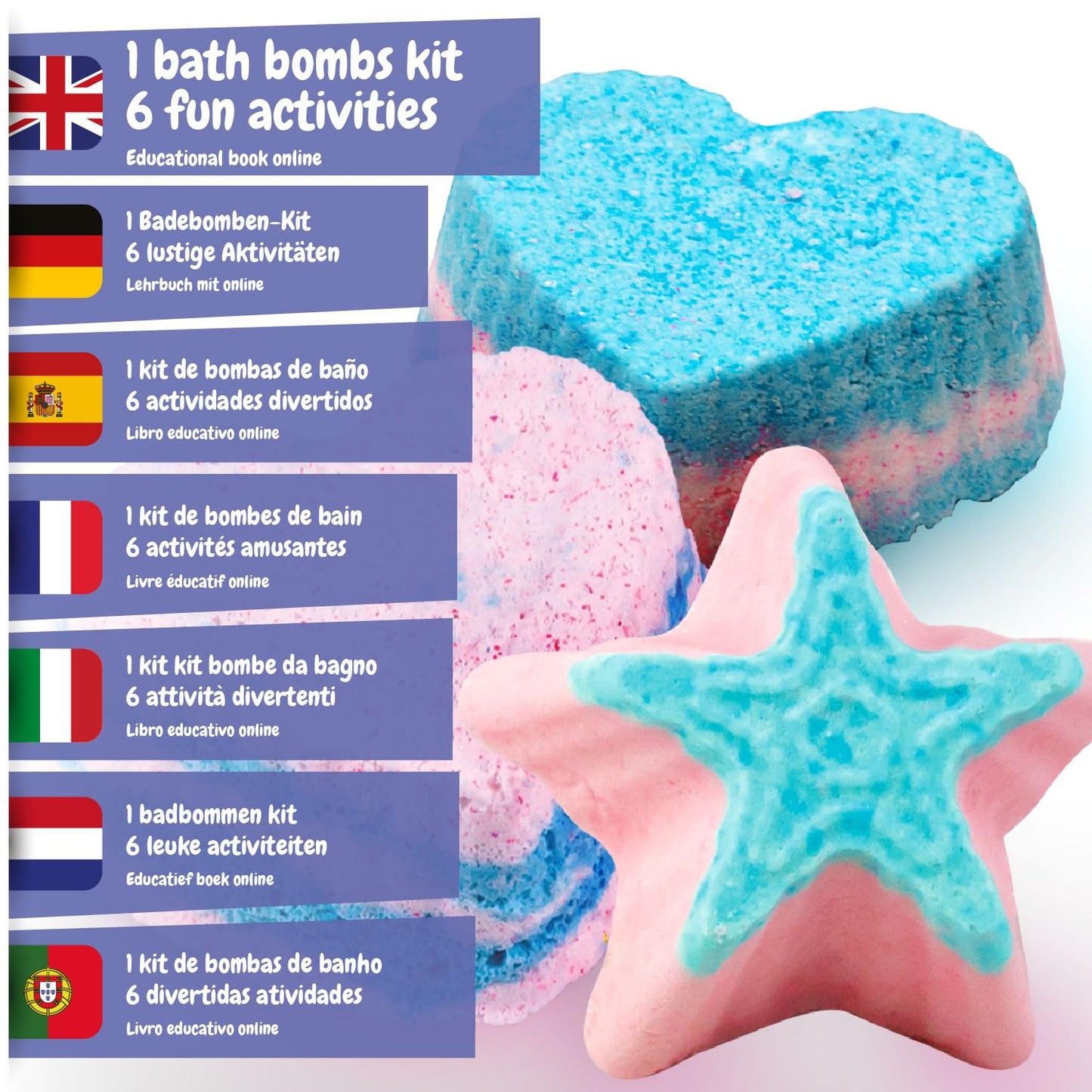 Science4you - Bath Bomb Making Kit for Kids +8 Years Old - Make Your Own Bath Bombs with 6 Science Experiments for Childrens - Educational Science Kits for Kids Age 8, Gift Set for Girls