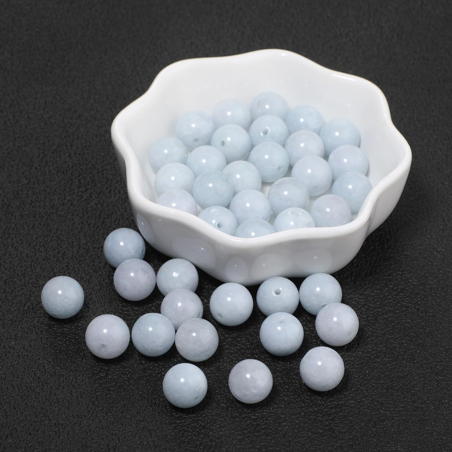 About 60pcs 6mm Natural Stone Beads Aquamarine Beads Crystal Gemstone for Jewelry Making, DIY Bracelet Necklace
