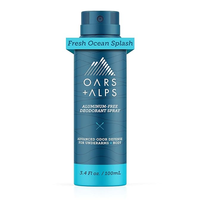 Oars + Alps Spray Deodorant for Men and Women, Aluminum Free Deodorant and Full Body Spray, Fresh Ocean Splash