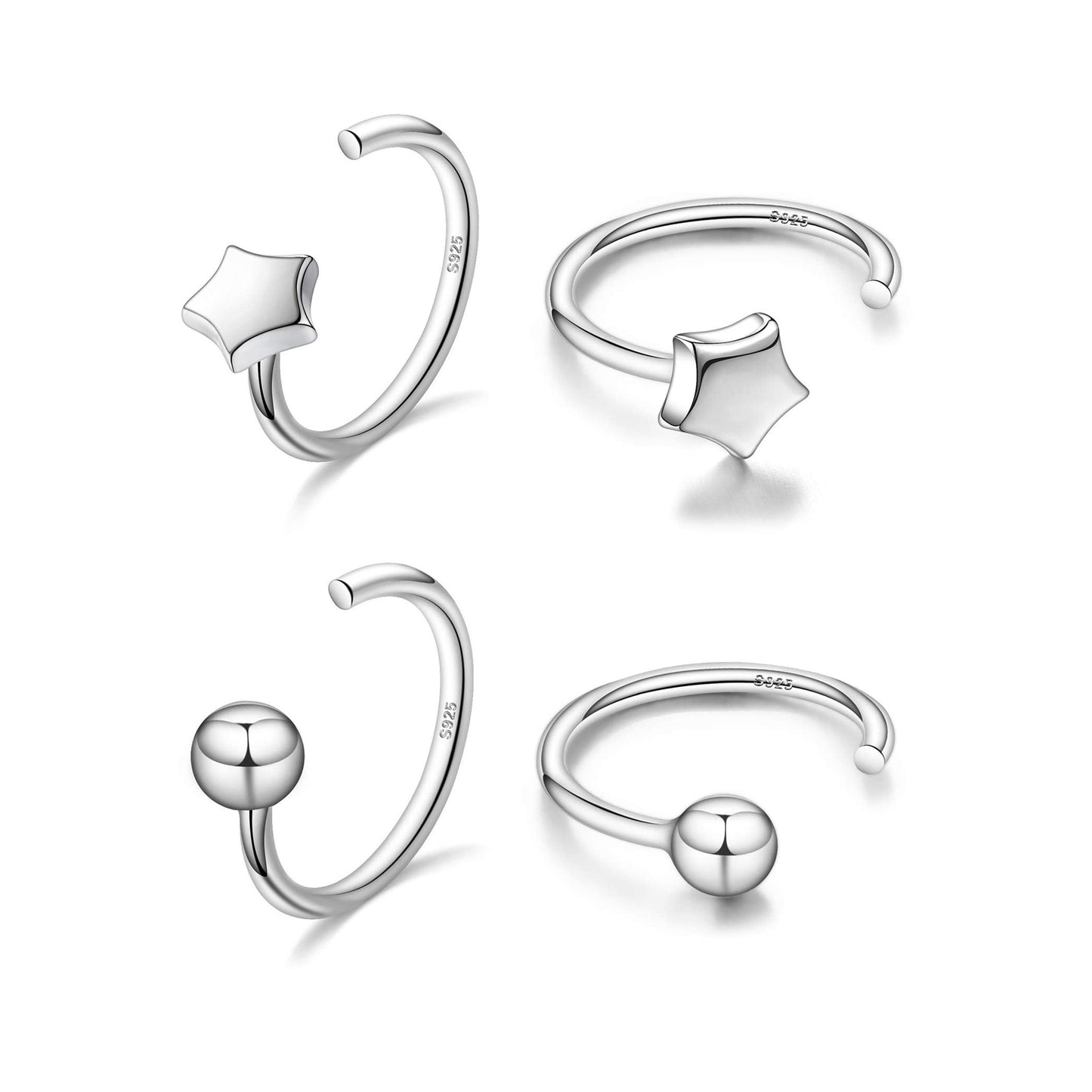 Half Hoop Earrings 925 Sterling Silver Ball Huggie Hoop Earrings Small Huggy earrings for women