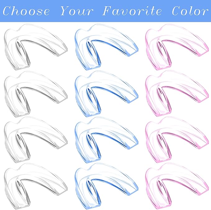 Kids Mouth Guard for Grinding Teeth, 8 Pack Moldable Night Guards Pink for Clenching Teeth | Comfortable Nighttime Protection Guard | Including Hygiene Case & Gel Ice Pack