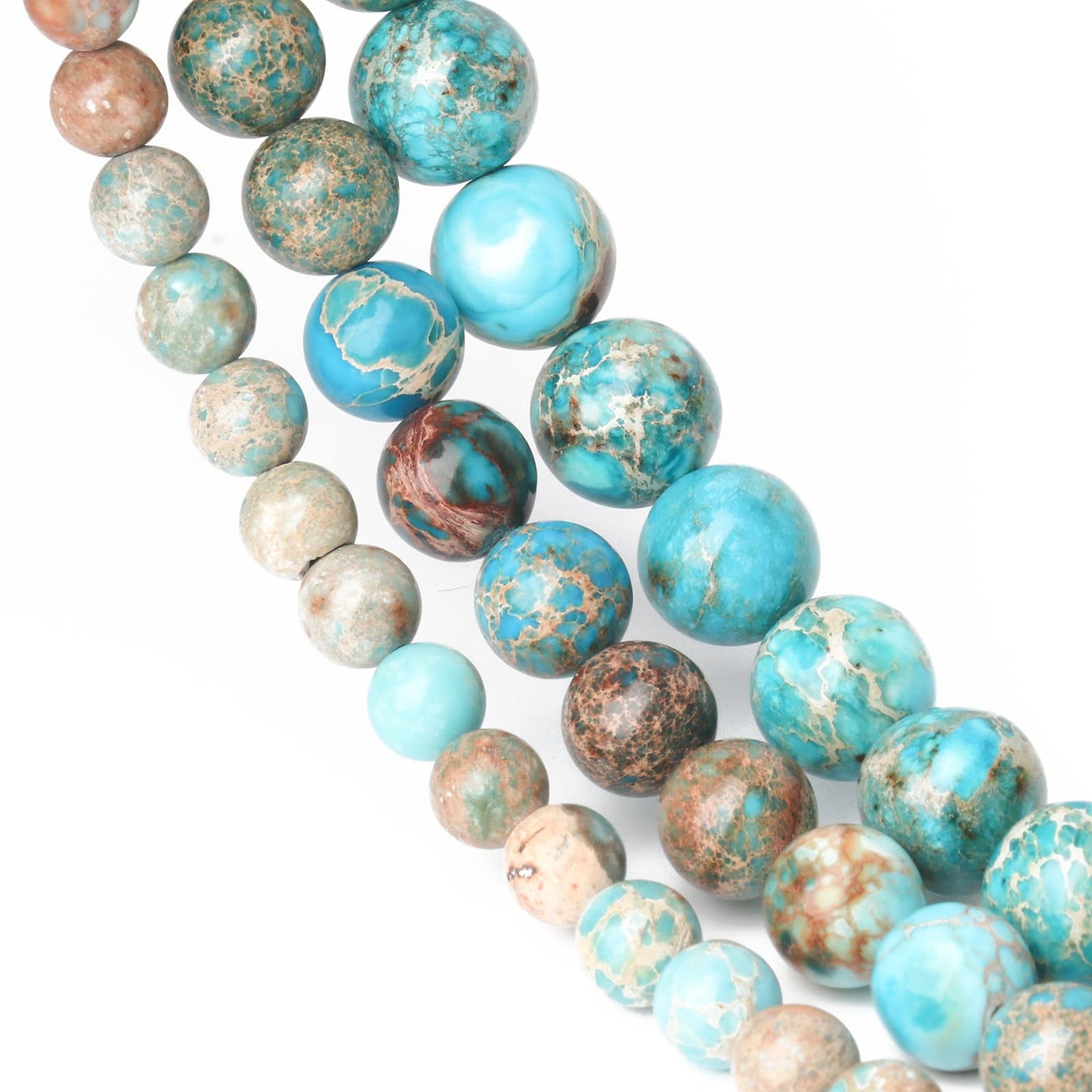 Song Xi Light Blue Sea Sediment Natural Stone Beads for Jewelry Making - 6mm Gemstone Beads