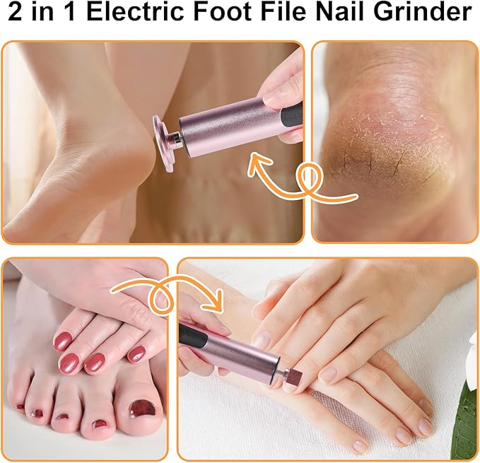 ele ELEOPTION Electric Callus Remover for Feet Electric Foot File Nail Grinder 6 Speed Adjustable Rechargeable Professional Foot Sander Pedicure Tool for Feet Dry Dead Skin Pink