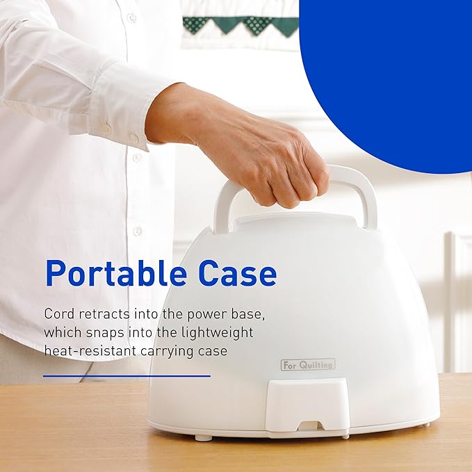 Panasonic Cordless Iron, Portable 360-Degree Freestyle Dry/Steam Iron with Precision Tips and Stainless Steel Soleplate, Anti-Calc and Anti-Drip, Power Base and Carrying/Storage - NI-QL1000A (Blue)